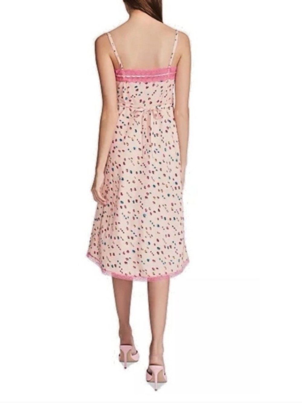 Betsey Johnson Dress Hollywood Pink Floral Lace Slip Midi NWT - Picture 3 of 3